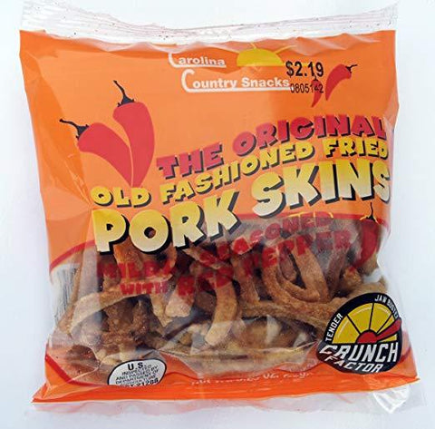 Fried Pork Skins Hard Strips Red Pepper 6 bags